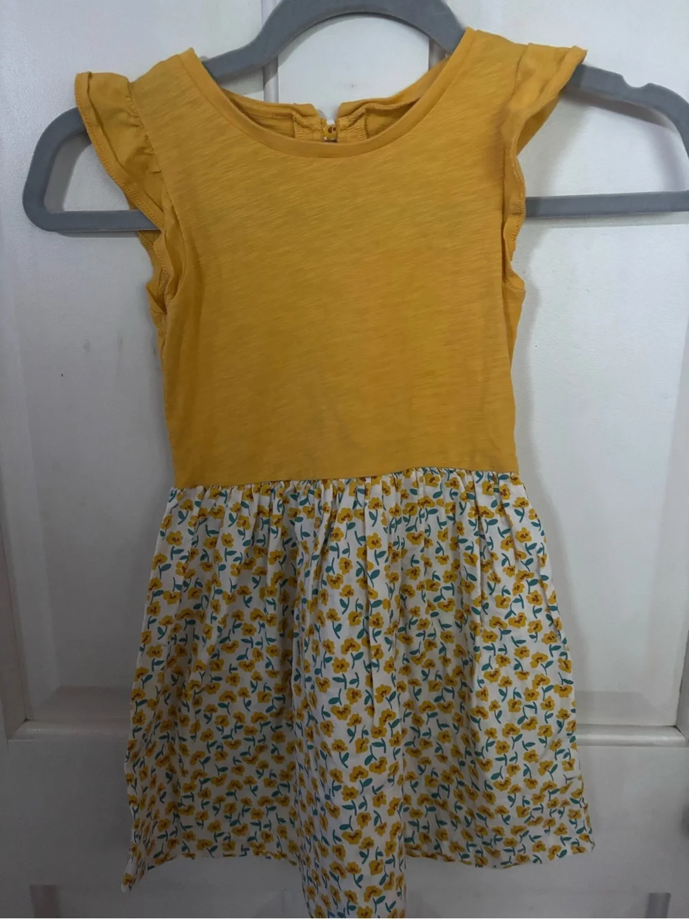 Carter's Yellow Flutter-Sleeve Floral Mix Dress